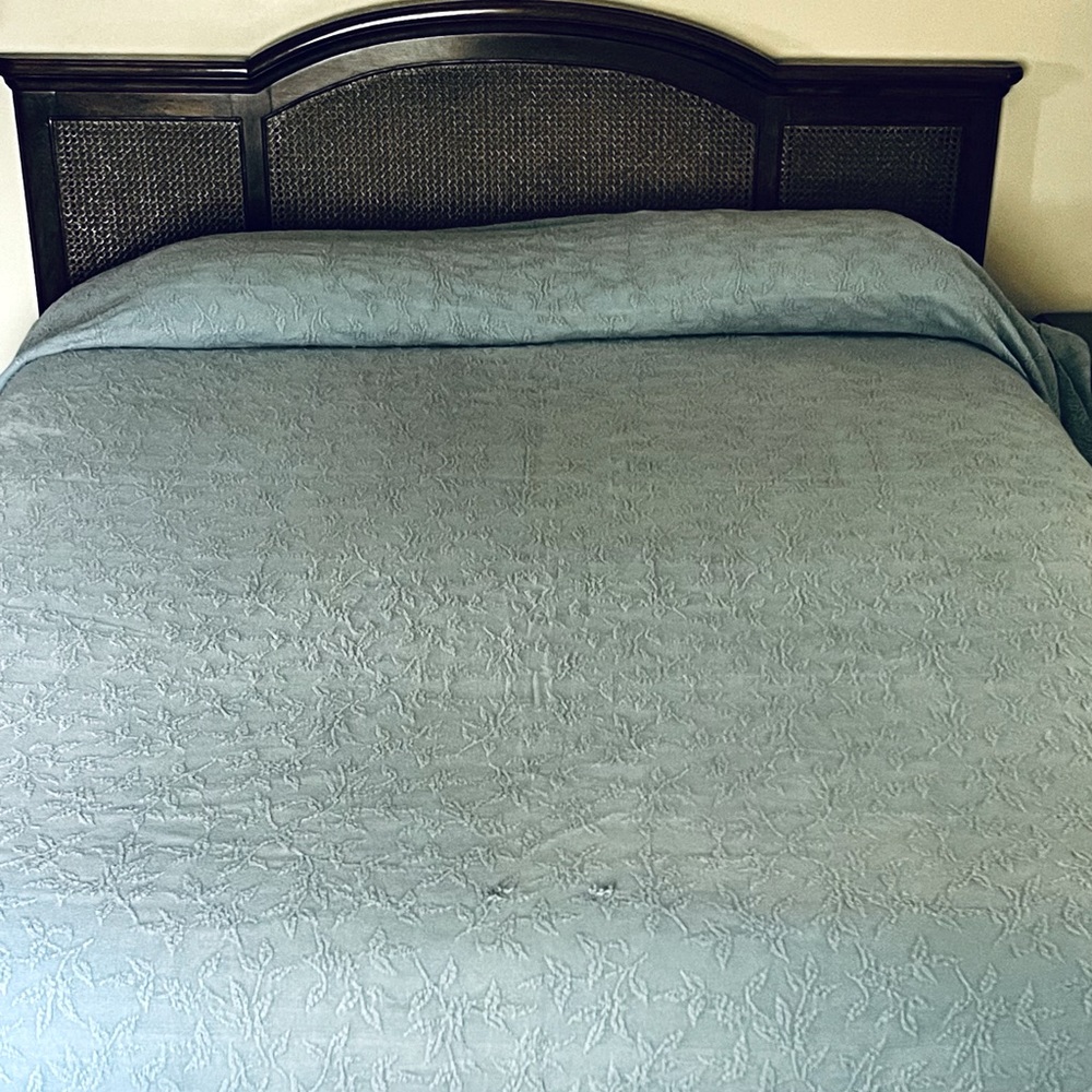 Vintage Queen sized 100% Cotton Bedspread - Country Blue